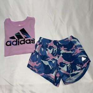 Adidas girls active shorts and shirt outfit deal